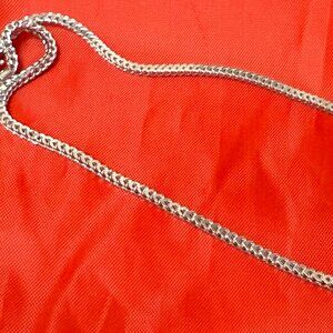 22" 925 Sterling Silver Square Franco Necklace – 2.5mm – Rhodium Finish